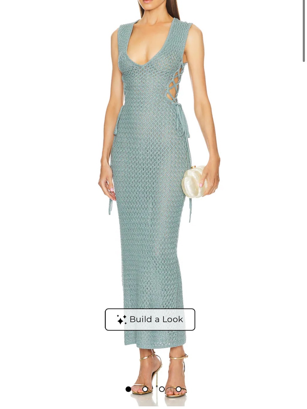 Sleeveless V-Neck Knit Maxi Dress in Sage Green